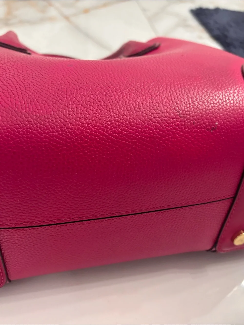 Michael Kors Hot Pink Leather Tote with Gold Padlock